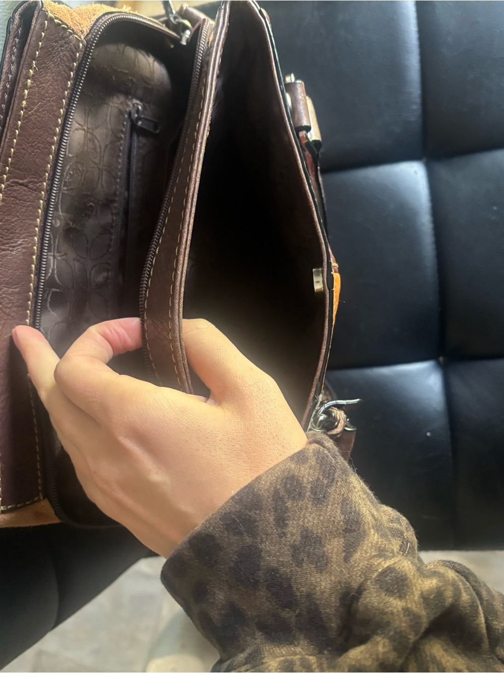 Patchwork Leather Handbag - Multicolor - Picture 5 of 7